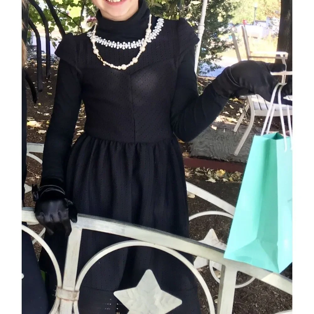 Monteau Girl Black Pearl Breakfast at Tiffany Dress Costume Party Sz 7 Halloween